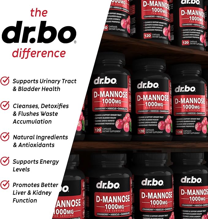 D Mannose Supplements for Women Pills - Natural D-Mannose 500mg Capsules, Cranberry DMannose Pills 1000mg Per Serving - Bladder Flush & Urinary Tract Cleanse Health Supplement - 120 Veg Capsules