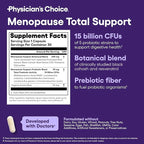 Physician's CHOICE Menopause Probiotic Supplement for Women - Supports Hormone Balance, Hot Flashes, Night Sweats, Weight Management, Bloating & Gut Health - with Black Cohosh, Resveratrol+ - 30ct