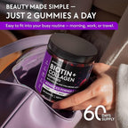 Biotin Gummies 10000mcg for Hair Growth Support - Sugar Free Multi Collagen with Keratin, Silica & Hyaluronic Acid - Pectin Based, Soft Chew Hair Skin and Nails Vitamins - 120 Count