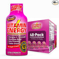 Vitamin Energy B12 11,000% Extra Strength Energy Shot Pink Berry 48 Pack, 260mg Natural Caffeine, B12 & B6, Nootropic Focus, Vitality, Zero Sugar, Gluten-Free, Vegan, Kosher, 1.93 fl oz