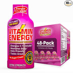 Vitamin Energy B12 11,000% Extra Strength Energy Shot Pink Berry 48 Pack, 260mg Natural Caffeine, B12 & B6, Nootropic Focus, Vitality, Zero Sugar, Gluten-Free, Vegan, Kosher, 1.93 fl oz