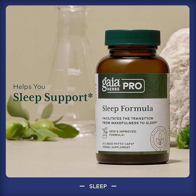 GAIA HERBS PRO Sleep Formula - Supports Restful Sleep & Relaxation for Occasional Sleeplessness* - Herbal Extracts with Valerian Root, Passionflower & Lavender - Vegan Capsules - 60 Liquid Phyto-Caps