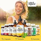Wild & Organic Mood Support Supplement - Natural Liquid Drops for Positive Energy - Calm Mind Supplement for Women and Men - Non-Alcohol Ashwagandha & Rhodiola Rosea Root Tincture for Good Mood - 4 oz