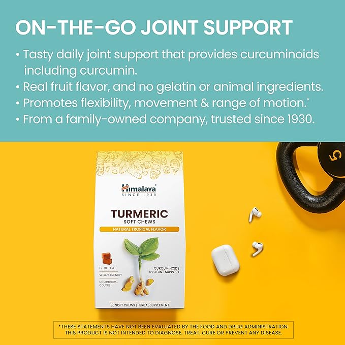 Himalaya Turmeric Chews with Curcumin for Healthy Joint Support, and Optimum Flexibility & Mobility, 300 mg of Extracts per Serving, 30 Soft Chews, 15 Day Supply