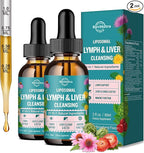2 Pack Liposomal Lymphatic Drainage Drops, Liver Cleanse Detox & Repair Liquid Supplement with Milk Thistle, Dandelion, Burdock Root - Lymph & Liver Detox, Antioxidant, Strawberry Flavor 4 Fl Oz