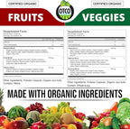 Made with Organic Fruits & Veggies Capsules-Superfood Vegetable Vitamin Supplement for Women & Men-Blend of Fruits and Greens for Daily Health.Fruits and Vegetables Supplements (30-Day Supply)