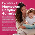 Magnesium Glycinate Gummies for Kids & Adults Melatonin Free Calm Magnesium Gummies with Citrate, Malate, B6, D3, Calcium & L-Theanine for Sleep Relaxation, Bone & Muscle Magnesium for Kids | 60 Count