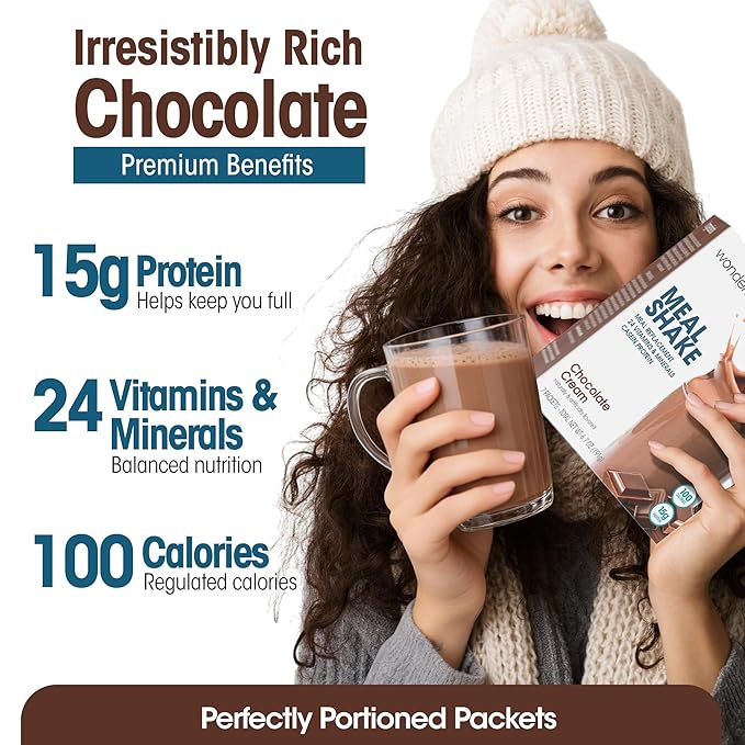 WonderSlim Meal Replacement Shake, Chocolate Cream, 15g Protein, 24 Vitamins & Minerals, Gluten Free (7ct)