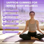 Saffron Gummies for Adults & Kids, Saffron Supplements with 88.5mg Saffron Extract, Ashwagandha, L-Theanine for Relaxation, Focus and Mood Support, Sugar Free, 60 Count