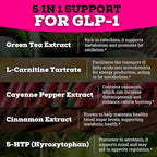 GLP-1 Supplement Support (GLP-1 Supplement Women) GLP Activate with GLP-1 Probiotic & Green Tea Extract (5 in 1 GLP-1 Booster) 3260mg Per Serving (1 Month Supply) For Metabolism Support