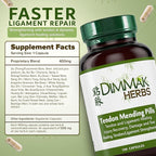 Dimmak Herbs Tendon Mending Pills- Tendon & Ligament Support- Advanced Mobility Formula for Stiffness, Rotator Cuff & Achilles Recovery- Daily Soft Tissue & Injury Repair- Vegan TCM Formula