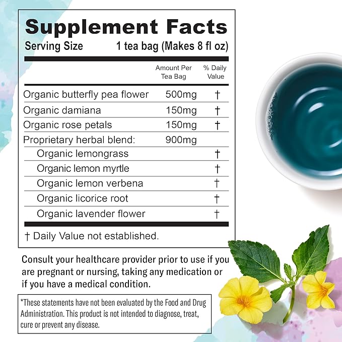 Numi Organic Damiana Relax Herbal Tea – 48 Herbal Tea Bags – Calming Damiana Blend for Gentle Relaxation Emotional Ease & Stress Relief