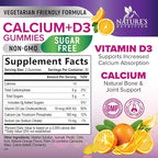 Calcium Supplement Gummies - Sugar Free Calcium Gummy with Vitamin D3 for Best Absorption - Supports Immune Health, Bones & Teeth - Nature's Calcium Chews for Women & Men - Orange Flavor - 60 Gummies