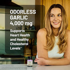 NatureWise Odorless Garlic Supplement 4000mg - Ultra Potent 100:1 Extract - Healthy Cholesterol Formula, Heart Health Support - Non-GMO, Gluten Free, with Halal Gelatin - 180 Count[90-Day Supply]