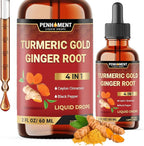 4 in 1 Liquid Turmeric Curcumin Drops Ginger Ceylon Cinnamon and Black Pepper - 2FL oz - 60 Servings