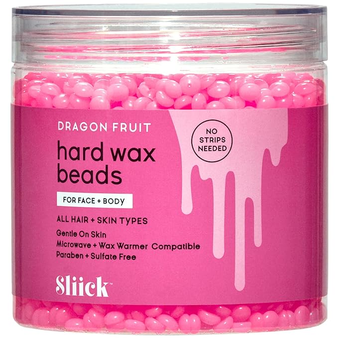 Sliick Hard Wax Beads for Hair Removal, Dragon Fruit - Stripless Wax Beads for Face, Body, & Sensitive Skin, 8 oz