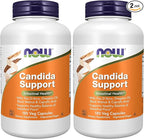 NOW Foods Supplements,Candida Support with PAU D'Arco,Oregano Oil,Black Walnut & Caprylic Acid,180 Veg Capsules,(Pack of 2)