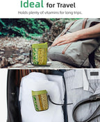 PULIV Large Pill Bottle Organizer, Supplement Organizer for Holding 6 Various Vitamins, Pill Box Case with Anti-Mixing & Wide Opening Design, Easy to Retrieve Meds and 20 Pcs Stick-on Labels, Green
