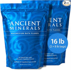 Ancient Minerals Magnesium Bath Flakes – Pure Zechstein Magnesium Chloride for Soaking and Whole-Body Replenishment (16 lb)