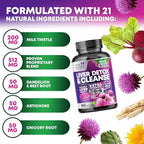 Gentle Liver Cleanse Detox & Repair Formula - Advanced Liver Support Supplement with Silymarin Milk Thistle, Dandelion Root, Artichoke Extract, Turmeric, Choline, & Beetroot - 240 Veggie Capsules