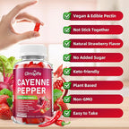 Cayenne Pepper Beet Root Gummies, with Beetroot Garlic CoQ10 Hawthorn Berry Grape Seed Extract Olive Leaf Nattokinase Hibiscus Vitamin D Nitric Oxide and Others, Support Overall Wellness, 60 Count