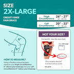 BraceAbility Hinged Obesity Knee Brace - Plus Size to Overweight Wraparound Support for Womens and Mens Arthritis Treatment, Bariatric Joint Pain Relief, Kneecap Instability, Ligament Weakness (2XL)