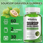 Soursop Graviola Gummies Soursop Leaves Extract- Natural Sour SOP Gummy w/Zinc & Vitamin C-Supports Immunity,Antioxidant,Liver & Digestive,Gluten Free,Vegan,60 Gummies