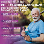 Melatonin 100mg for Antioxidant & Cognitive Health, Ultra High Dose Melatonin with CoQ10, Turmeric, Trans-Resveratrol, Vitamin B12 C E for Brain Anti-Aging, Cellular Repair and Energy, 150 Softgels
