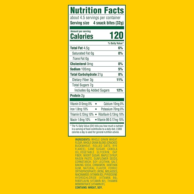 belVita Energy Snack Bites, Maple, Cinnamon and Sunflower Seed, 6-5 oz Bags