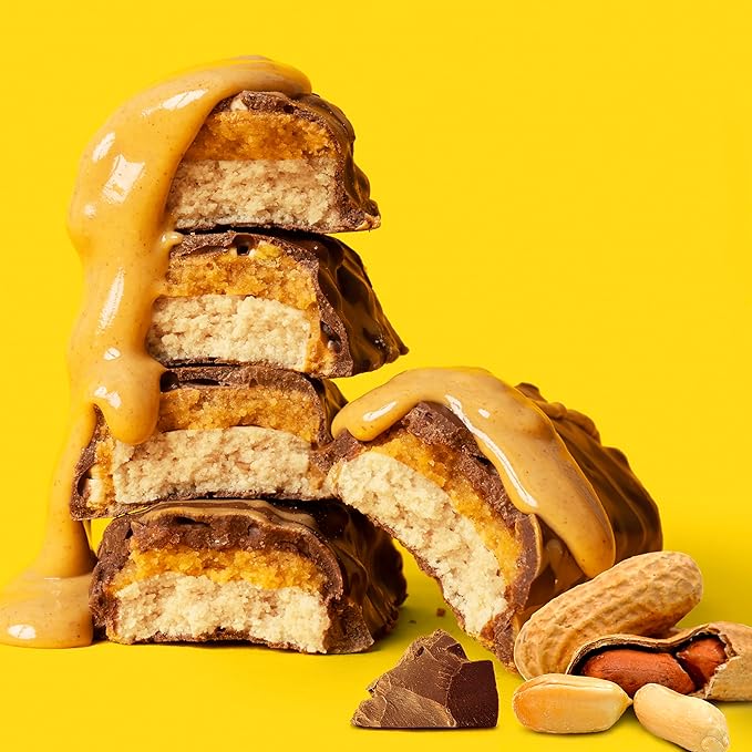 FITCRUNCH Snack Size Protein Bars, 6-Layer Baked Bar, 3g of Sugar, Gluten Free & Soft Cake Core (18 Bars, Peanut Butter Crunch)