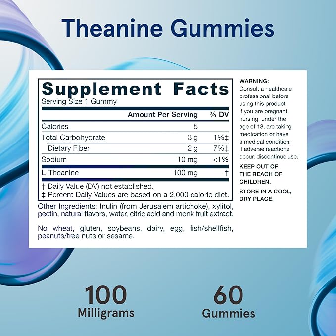 Jarrow Formulas® Theanine 100 mg Gummies, Dietary Supplement That Promotes Calmness, 60 Apple-Flavored Gummies, 60 Day Supply