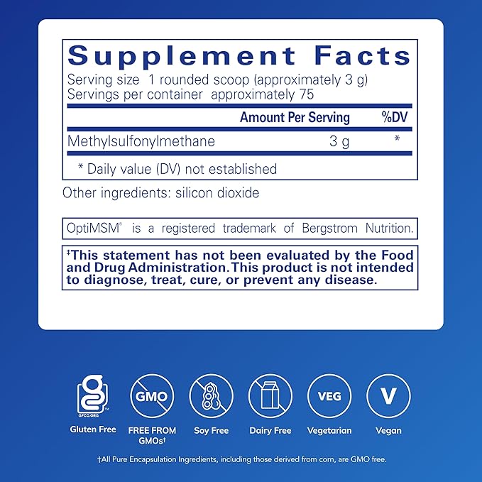 Pure Encapsulations MSM Powder | Hypoallergenic Supplement Supports Joint, Immune, and Respiratory Health | 8 Ounces