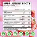Iron Supplement Gummies for Women & Men, Vegan Iron Gummies with Vitamin C, A, B-Complex, Folate, Zinc for Blood Building & Energy Support, Strawberry Flavor, 60 Count
