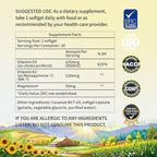 Vitamin D3 K2 5000 IU Softgels with Magnesium Supplement - & 120mcg MK-7 K2 for Bone Health & Immune Support - Non-GMO & Gluten-Free Softgels with MCT Oil- 30 Softgel