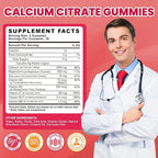 Calcium Citrate Gummies - 1200mg Calcium Gummies Supplements for Women & Men with Vitamin D3, K2, Magnesium, Zinc High Absorption for Bone, Muscle & Immune Support, Strawberry Flavor, 60 Count