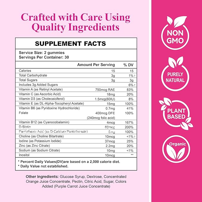 AromPCOSLife Inositol Gummies for Women, 60 Count, Myo-Inositol Supplement with Folate & Vitamins B6 & B12, Supports Daily Wellness, Orange Flavor