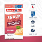 Bumble Bee Snack On The Run Salmon Salad with Crackers Kit - Ready to Eat Protein Snack Pack - 8g Protein per Box - Wild Caught MSC Certified Seafood (Pack of 4)