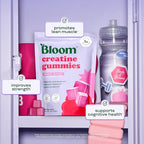 Bloom Creatine Monohydrate Gummies, 5g Per Serving, Sugar Free Creatine Gummy for Workout, Strength, Cognitive Health & Lean Muscle Support, Gluten Free & Non GMO, Berry Boost, 36 Gummies, 12 SVG