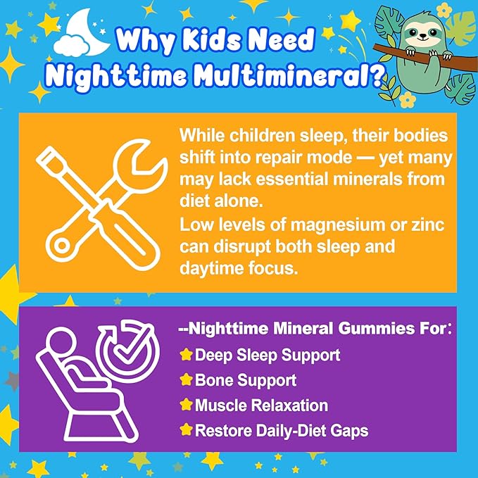 Kids 4+ Magnesium + Saffron Sleep Gummies, Relax Happy Filled Gummy, Bedtime Calcium Zinc, Mineral + Multivitamin Gummies, Melatonin Free | Vitamin D3 K2 | Bone, Only Need 1 Gummy - Sweet Dream Magic