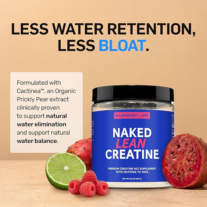 NAKED Lean Creatine HCl Powder - Raspberry Lime, Vegan, Non-GMO, Gluten-Free, No Fillers, Supports Muscle Growth & Strength - 68 Servings