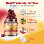 90 Count Magnesium Glycinate Gummies w/Ashwagandha Supplement - Sugar Free Zinc Magnesium Glycinate Supplement Ashwagandha Gummies for Adults