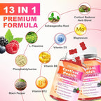 Cortisol Supplements for Women & Men, 13 in 1 Cortisol Detox, Cortisol Manager Reducer with Ashwagandha, Magnesium, L-Theanine, Cortisol Balance Gummies-Hormone Balance, Focus, Calm, zzZ, 60 Cts