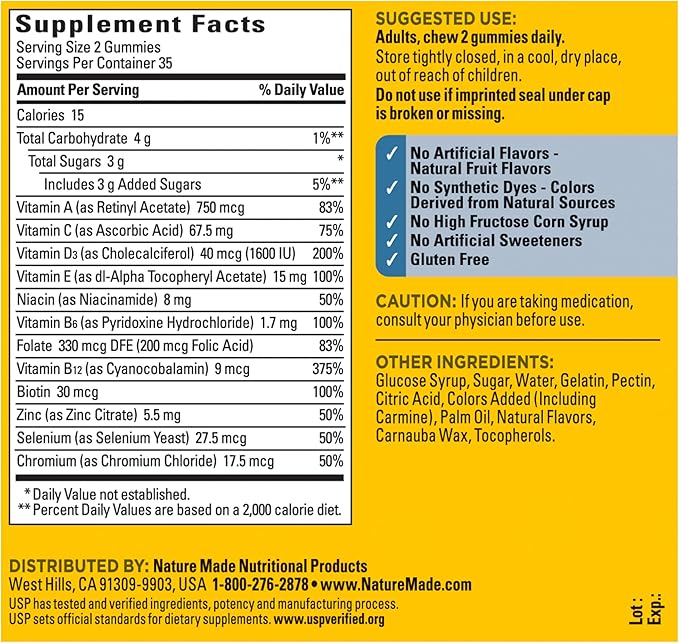 Nature Made Multi for Him, Mens Multivitamins Gummies, Energy Metabolism Support, Multivitamin for Men, 70 Gummy Vitamins and Minerals, 35 Day Supply