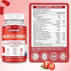 Iron Gummies for Women & Men - Iron Supplement with Multivitamin for Adults & Kids - Support Blood Builder, Energy, Iron Deficiency & Anemia - Sugar Free Iron Gummies Mixed Berry Flavor 60 ct