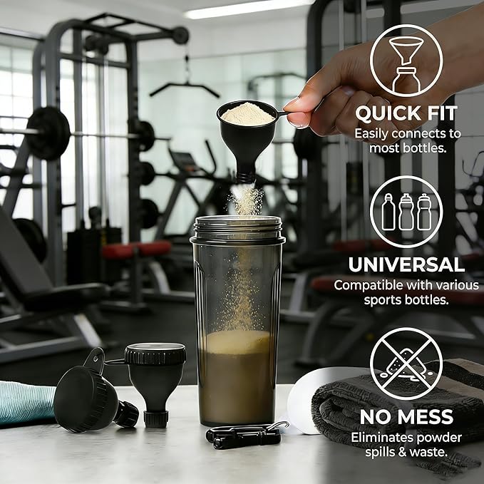 2Pack Protein Powder Container to go Portable Supplement Funnels for Filling Bottles with Protein Powder Compartment Pill Storage, Great for Workout, Travel, to-Go, Fitness