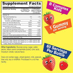 WellYeah B Complex Gummies for Kids - with Vitamin C, Niacin, Vitamin B6, Folic Acid, Vitamin B12, Biotin & Pantothenic Acid - 2 Month Supply - Strawberry Flavor - Non GMO, Gluten Free - 60 Gummies