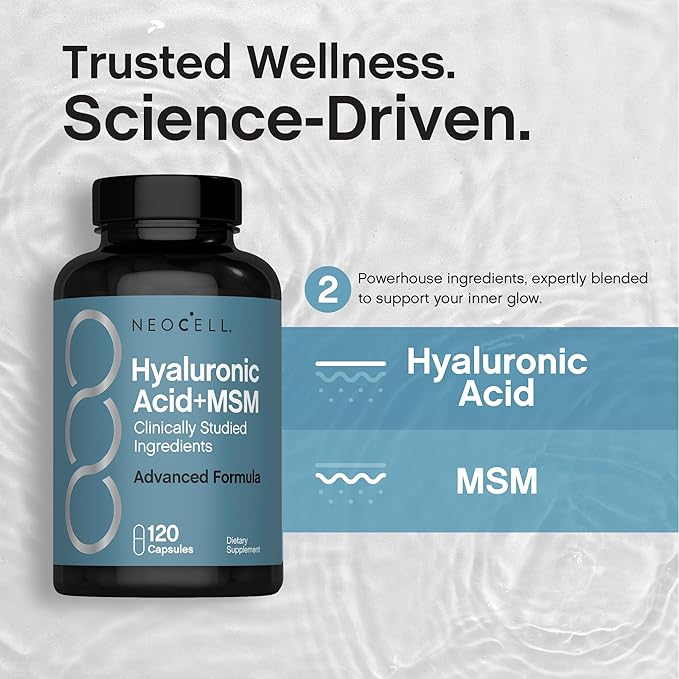 NeoCell Hyaluronic Acid with MSM 1000mg | 120 Capsules | Advanced Formula Supplement | Clinically Studied Ingredients