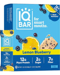 IQBAR Clean Plant Protein Bars - Lemon Blueberry - 12 Count - Keto, Vegan, High Fiber, Gluten and Dairy Free, Low Sugar Snack - Brain and Body Nutrients for Focus, Energy, Meal Replacement