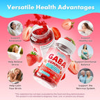 GABA Gummies 500mg with L-Theanine, 5-HTP, Vitamins B6, B12, D3 and Ashwagandha, Melatonin-Free, GABA Supplements for Adult, Sugar-Free, Strawberry Flavor, 60 Count
