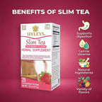 Hyleys Slim Tea Raspberry Flavor - Weight Loss Herbal Supplement Cleanse and Detox - 25 Tea Bags (6 Pack)